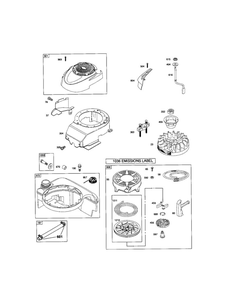 Blower Housing/Rewind Starter Diagram and Parts List for 124T02-0736-EA  Briggs and Stratton Engine